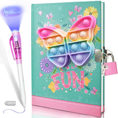 GINMLYDA Pop Girls Diary with Lock; butterfly cover for private notes