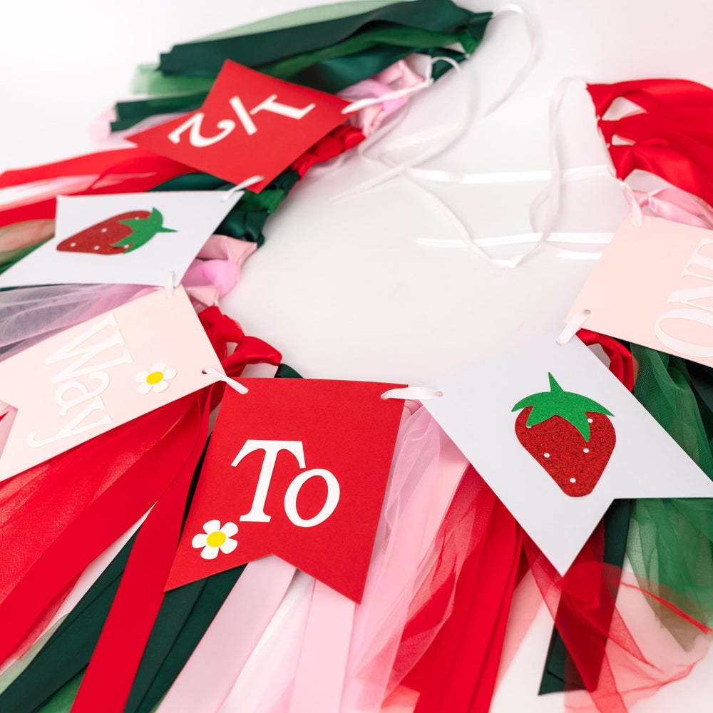GIOGUK Strawberry banner scene adds whimsy to party photos.