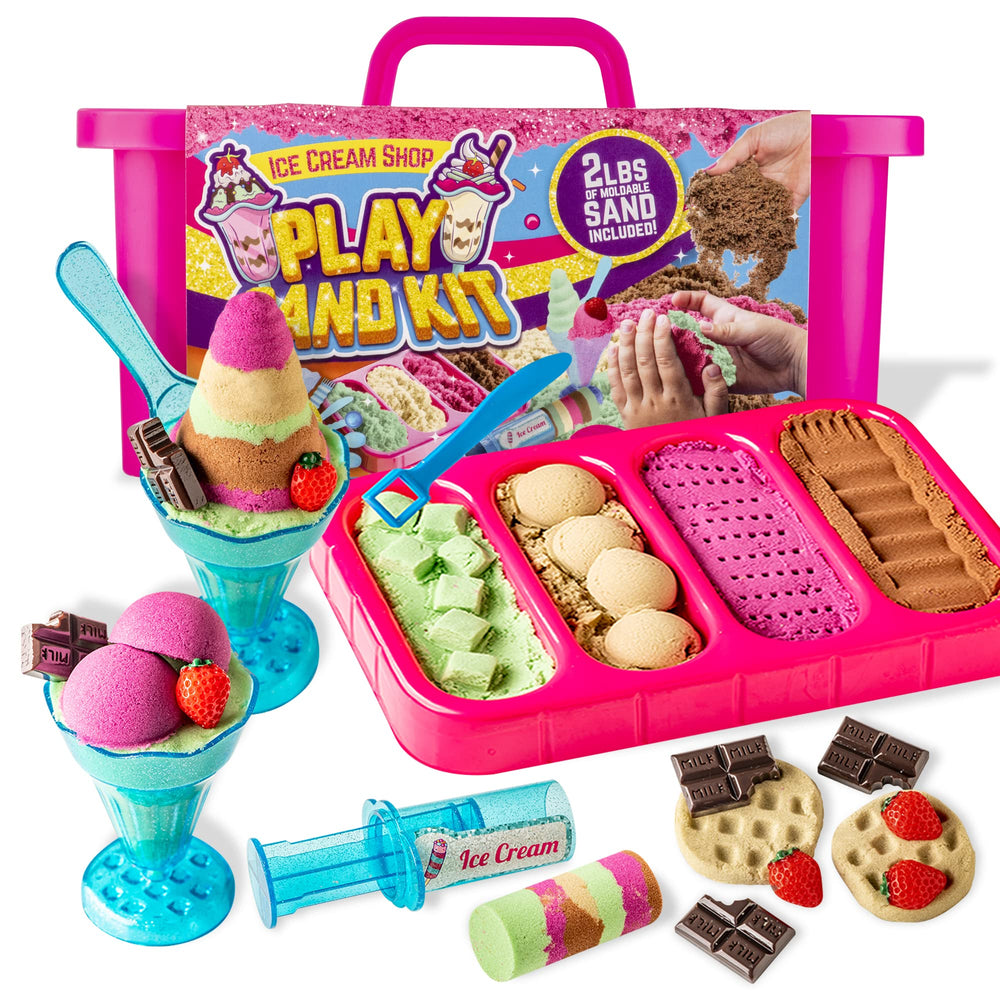 GirlZone Ice Cream Shop Kit with multicolor sand for creative sensory play