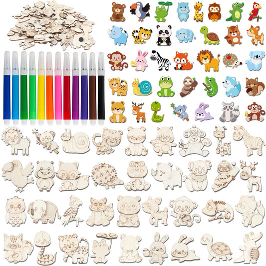 gisgfim 36-piece wooden magnet painting kit with jungle animals for kids' crafts to spark creativity.