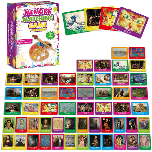 gisgfim 50-pairs memory matching cards featuring famous paintings for engaging learning