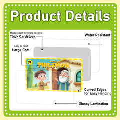 gisgfim Bible flash cards back presenting summaries, scriptures, and practical insights