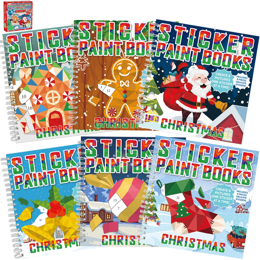 gisgfim Christmas sticker paint book set, festive cover, inspires creative holiday crafts for kids.