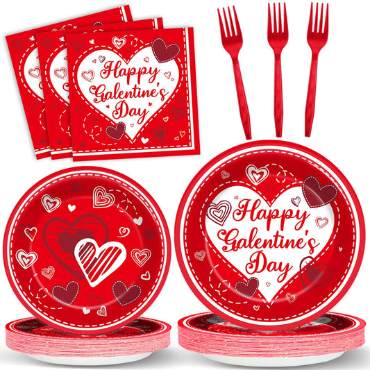 gisgfim Galentines Day dinner plates showcase bold red hearts for festive table decor