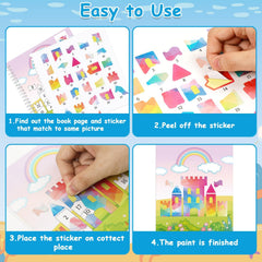 gisgfim unicorn sticker book choreographs whimsy and fine-motor skills with sparkly stickers.