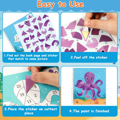 Gisgfim unicorn sticker paint book page sparks whimsy while practicing sticker application.