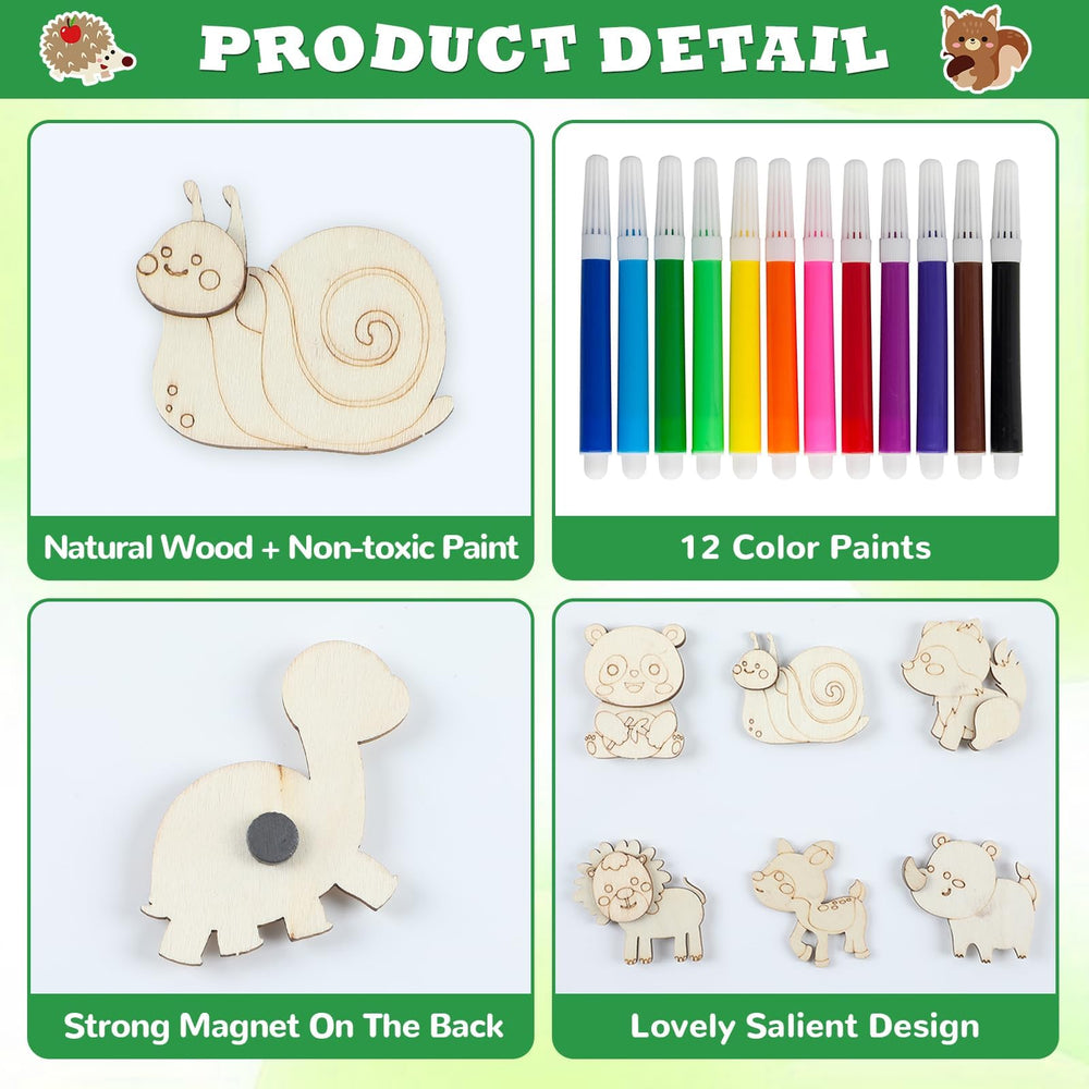 gisgfim unfinished wooden jungle animal magnets ready for personal designs and DIY art.