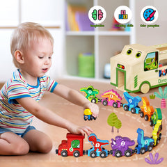 GJZZ magnetic dinosaur train cars connect easily for simple sequencing play