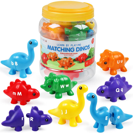 GKDOMS Alphabet Dinosaurs matching set with 13 pieces for interactive learning and color recognition