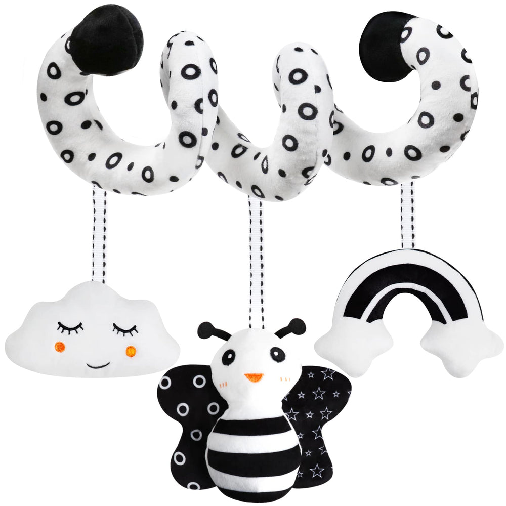 GKDOMS baby spiral hanging toy in black and white for visual development during strolls.
