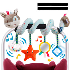 GKDOMS donkey spiral toy on a stroller enhances visual focus and tactile exploration