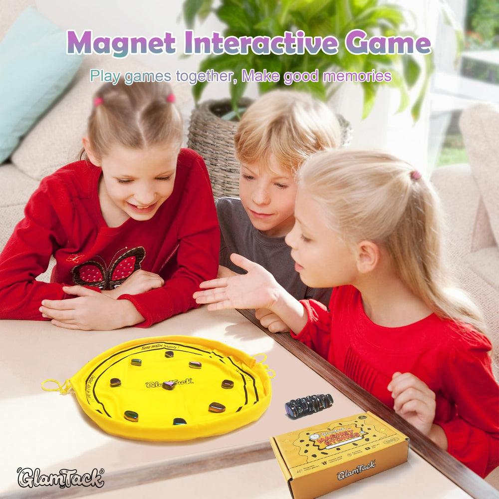 GlamTack family game night with kids and adults enjoying magnetic chess.