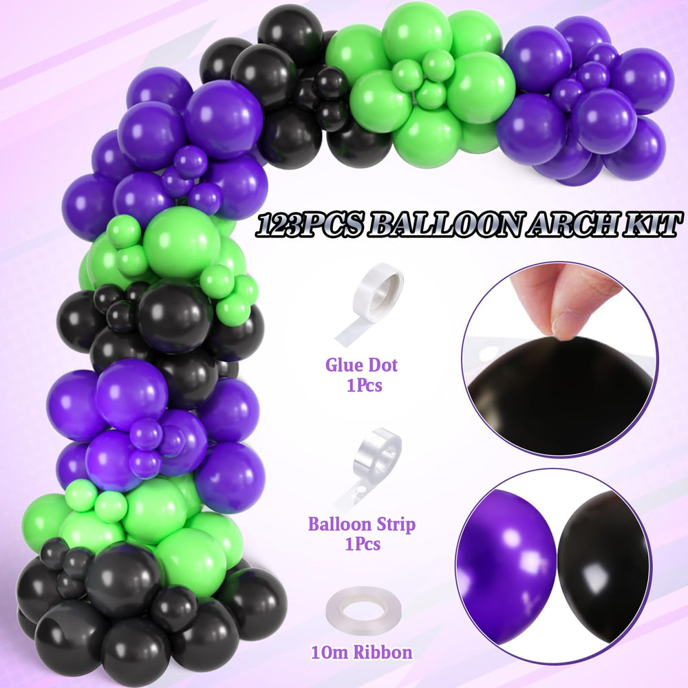 GLANFOIO green purple black balloons add dynamic energy to celebrations.