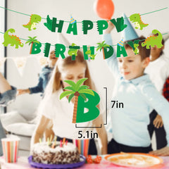 GLASNES dinosaur banner hanging setup brightens the room for a kid's birthday.
