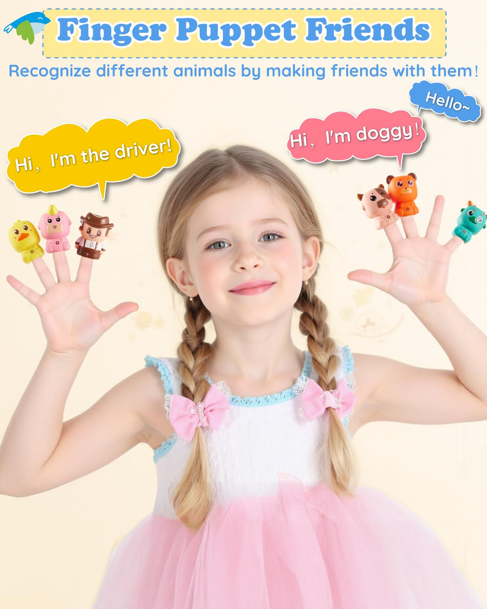 Gleamkid animals-finger-puppets-cow-chick-duck invites storytelling and role-play