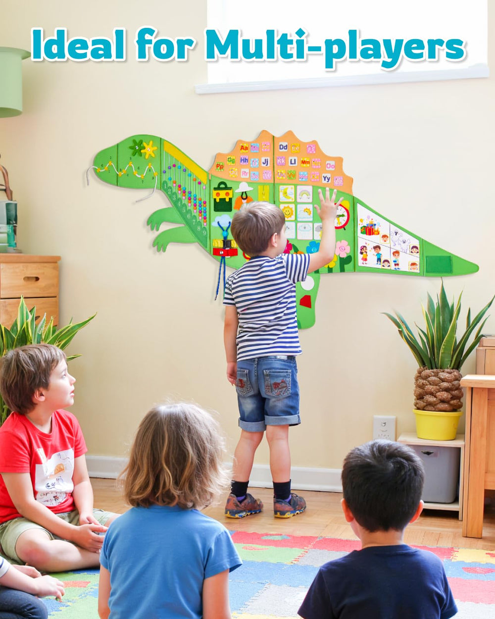 Gleamkid busy board clock section teaches time concepts with hands-on rotation for engaged practice