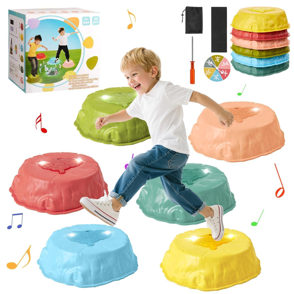 Gleamkid stepping stones promote balance, coordination, and imaginative play.