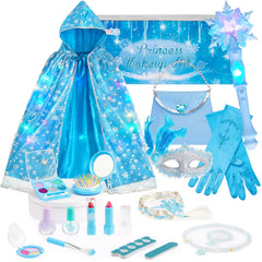 Gleamkid frozen princess cape wig glows during playtime for cozy dress-up