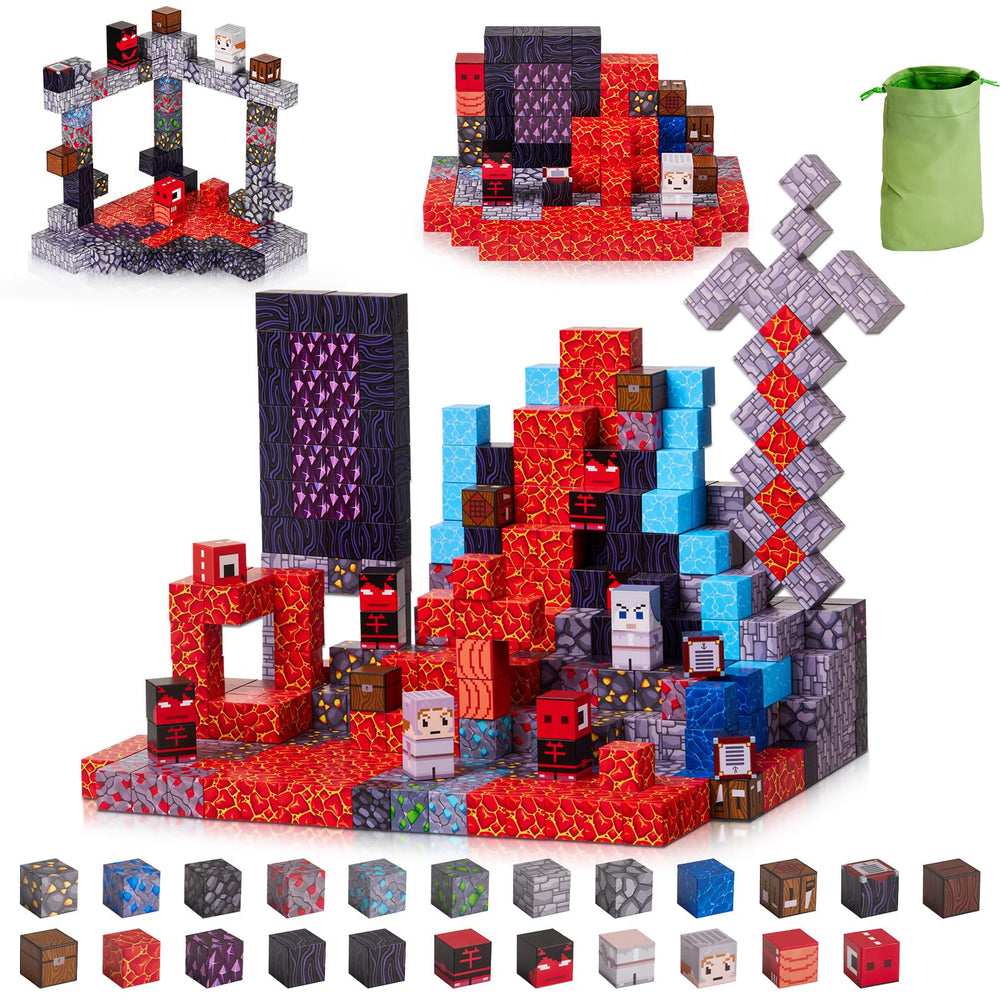 Gleamkid magnetic blocks 115pcs form volcanic world for creative play.