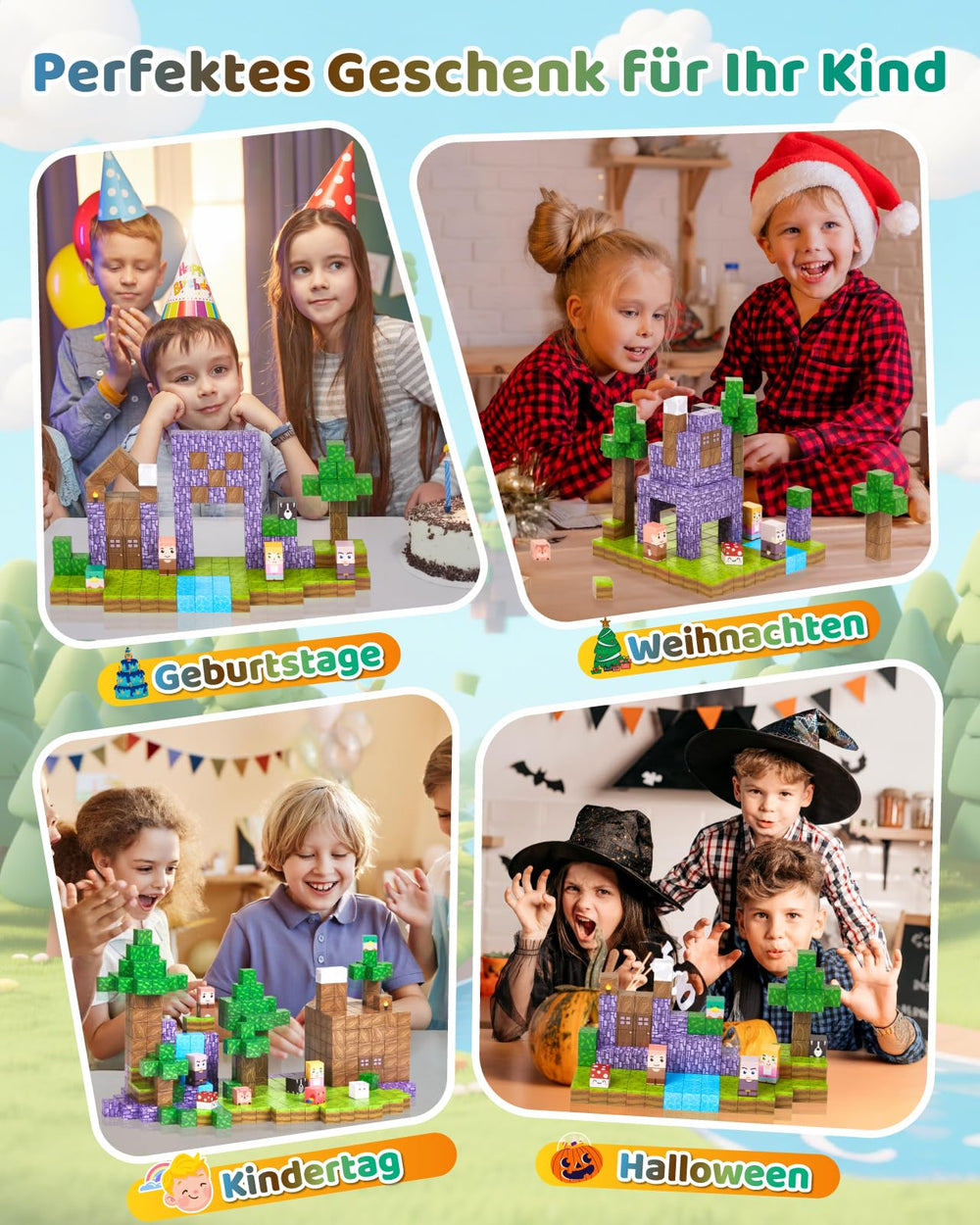Gleamkid magnetic blocks provide STEM-friendly play that supports spatial awareness and fine motor skills.