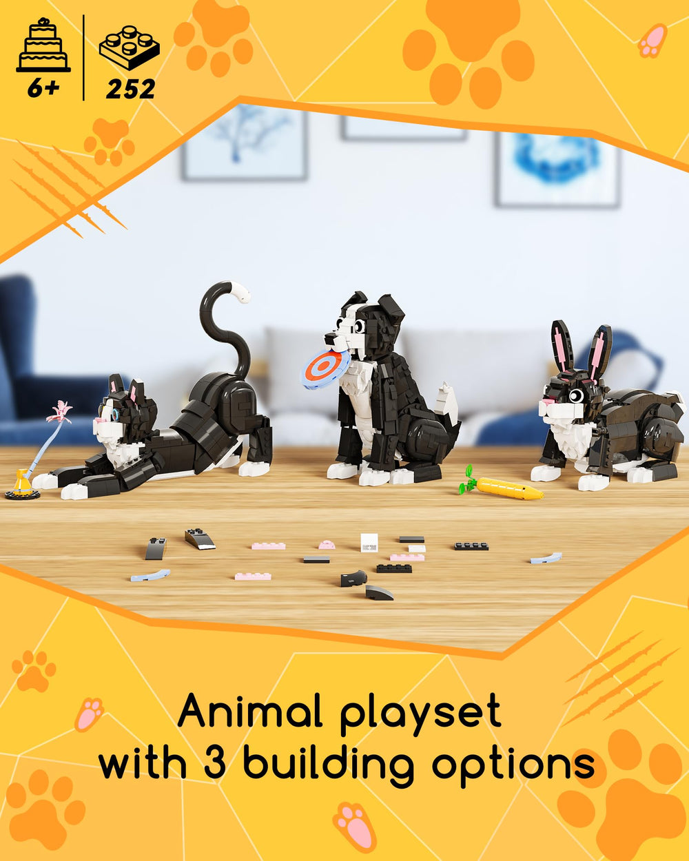 Glikid 3-in-1 border-collie dog figure with removable frisbee for interactive fetch.