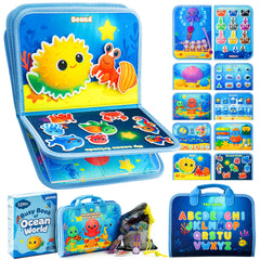 Glintey Busy Board shows an ocean pullable octopus to boost fine motor skills on the go.