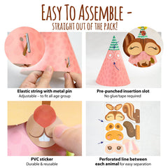 Kids assembling woodland hats with Glittery Garden kit