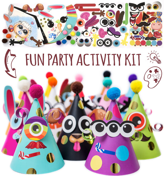 Glittery Garden hats assembly view showing easy pre punched slots for quick setup