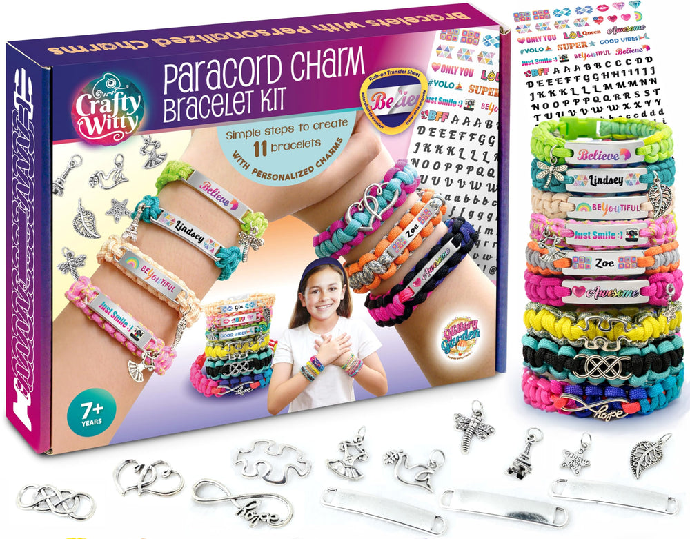Glittery Garden paracord bracelet kit helps kids craft colorful accessories.
