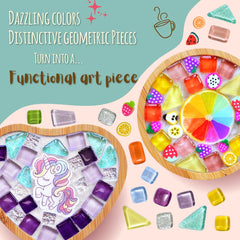 Glittery Garden rainbow heart coaster mosaic adds vibrant color to home spaces