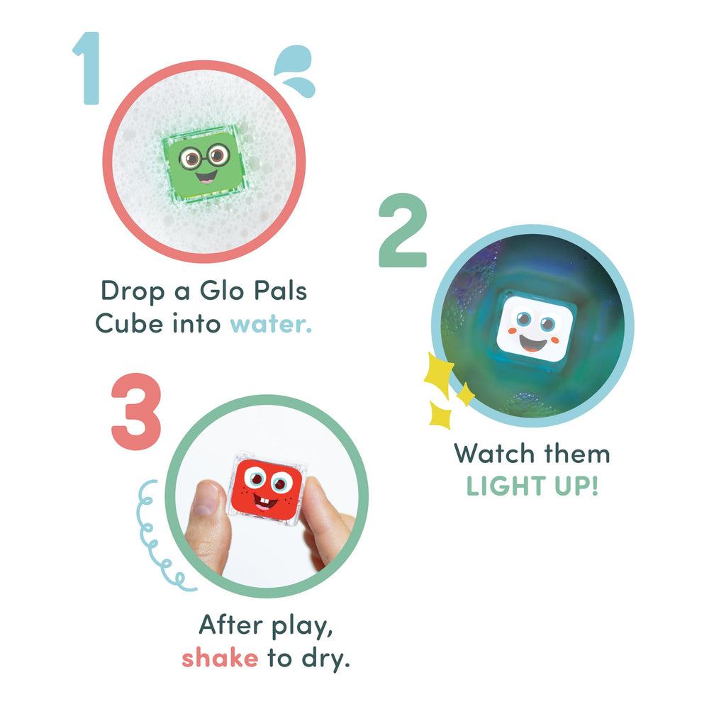 Glo Pals sealed light-up cubes ensure safety while brightening play.
