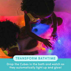 Glo Pals LED light-up cubes illuminate during play for sensory exploration.