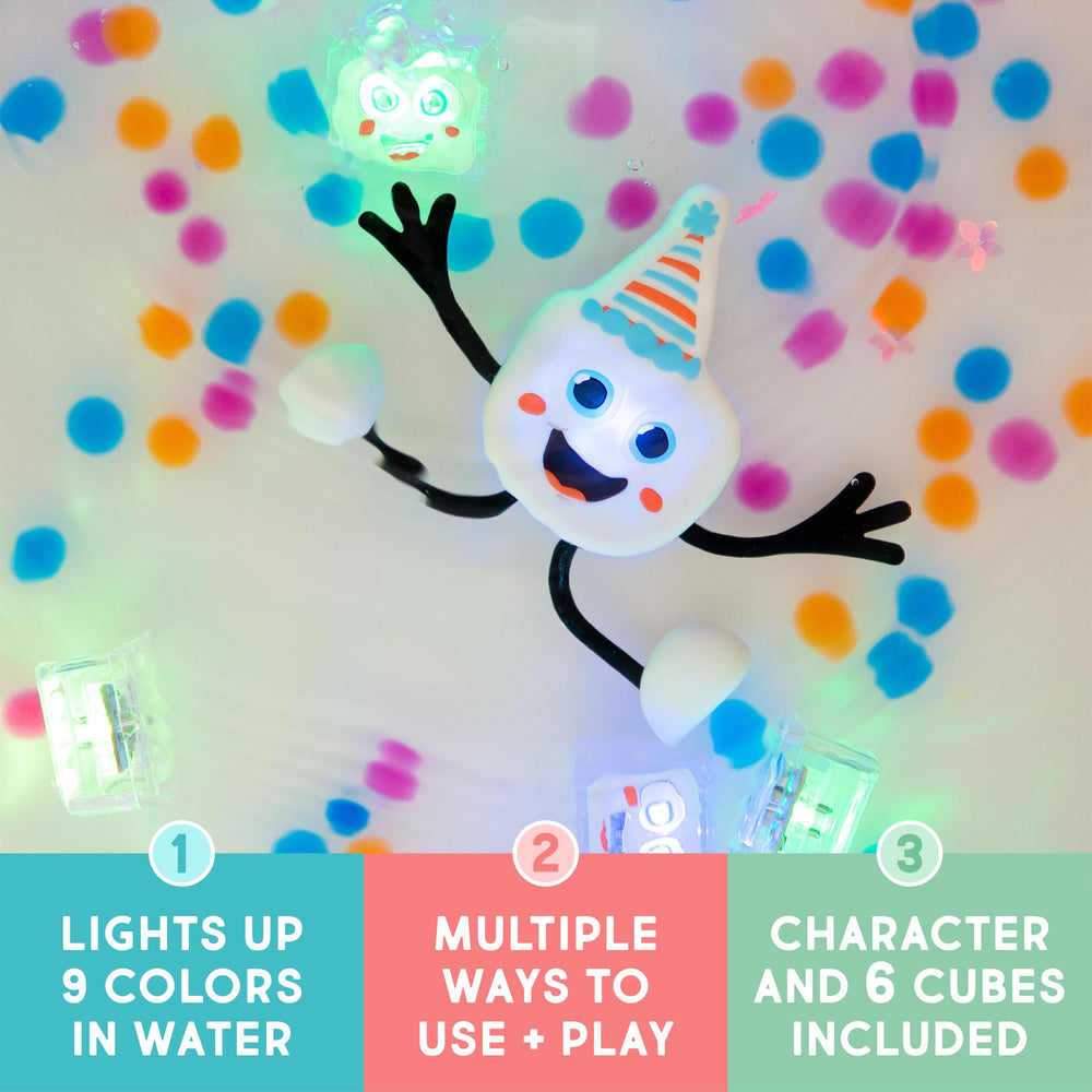 Glo Pals Party Pal glowing cubes in water create a vibrant sensory glow