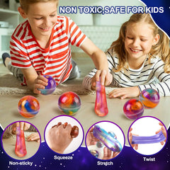 Glompgz galaxy slime kit offers soft, squeezeable slime for stress-relief play.