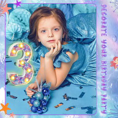Glooglitter mermaid birthday light number 6 battery powered for flexible decoration.