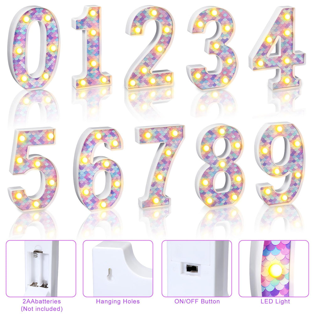Glooglitter Mermaid LED number 4 on shelf adds subtle ocean ambiance.