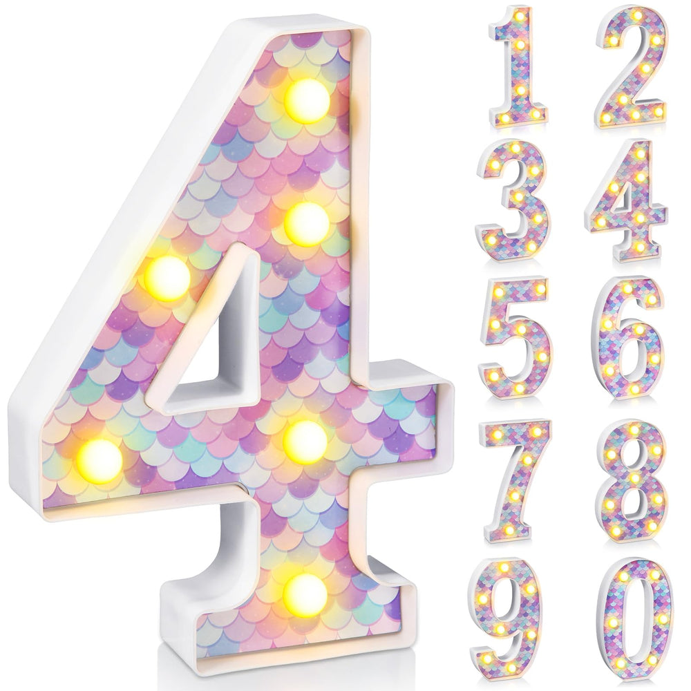 Glooglitter Mermaid LED number 4 wall hanging showcases dreamy sea vibes.