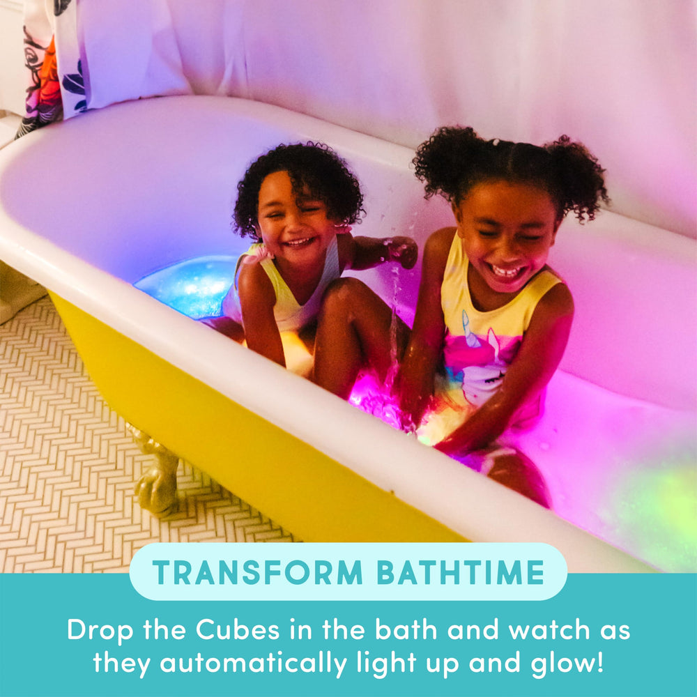 Glo Pals bath-time glow cubes brighten water play and color recognition
