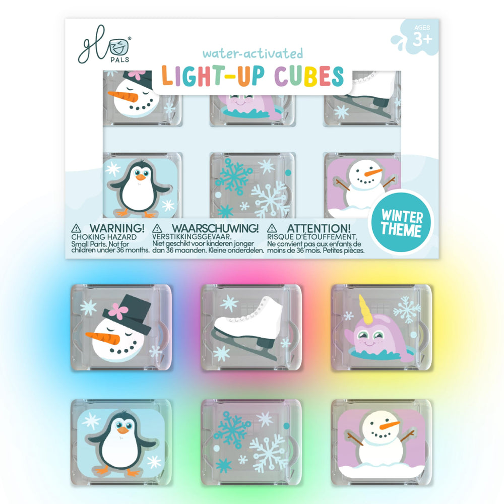 Glo Pals Zoo design bath cube glowing in water for bath time fun and color discovery