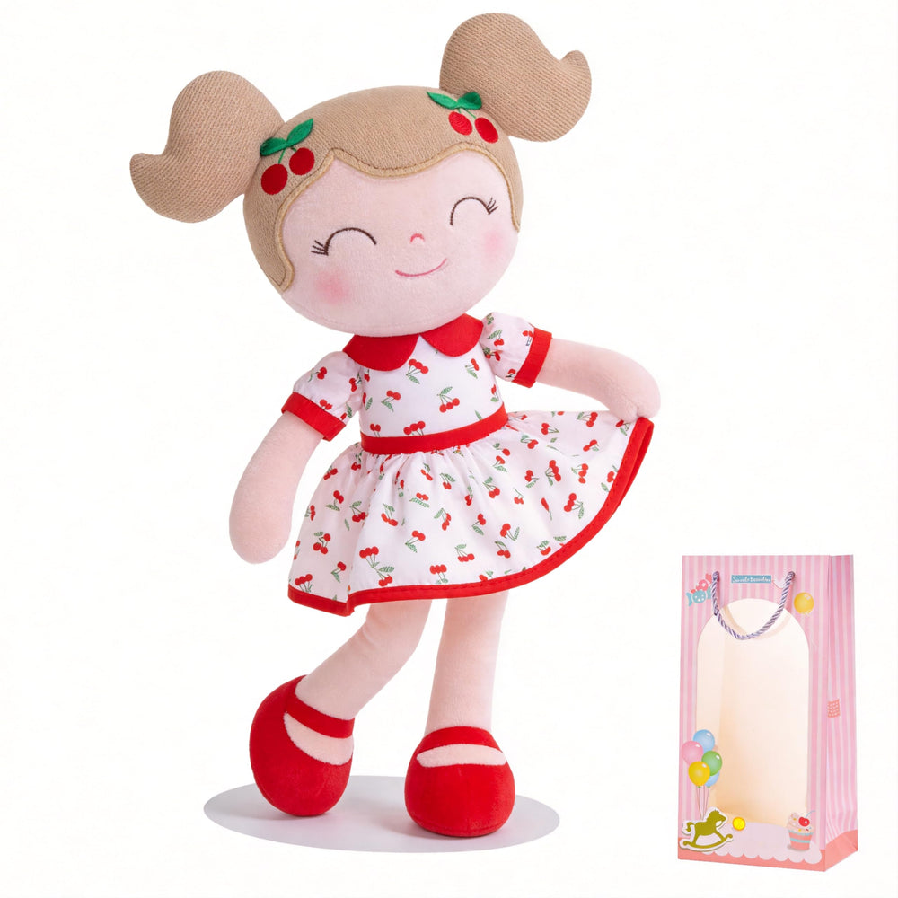 Gloveleya Cherry Girl 15-Inch plush doll with gift box, a delightful birthday gift for children