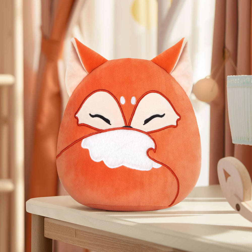 Glow Guards cozy fox plush pillow brightens bedrooms and living rooms.