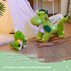 Glow Guards dinosaur rocking horse light show highlights colorful LEDs.