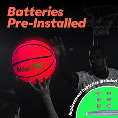 GlowCity red glow basketball bounces with bright activation