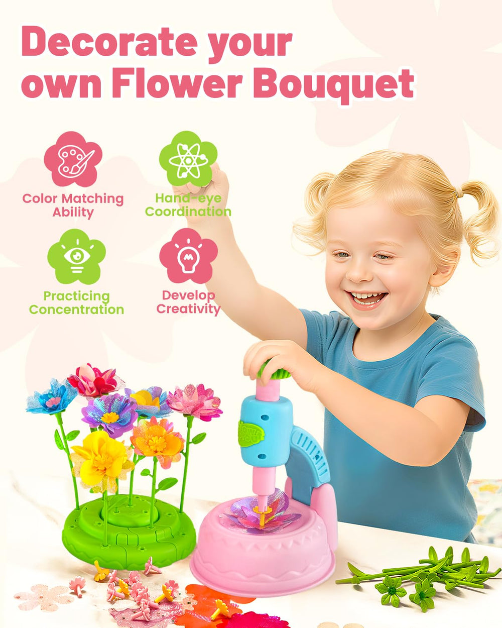 Glowsprout bases and bouquet wrap paper enabling larger garden displays