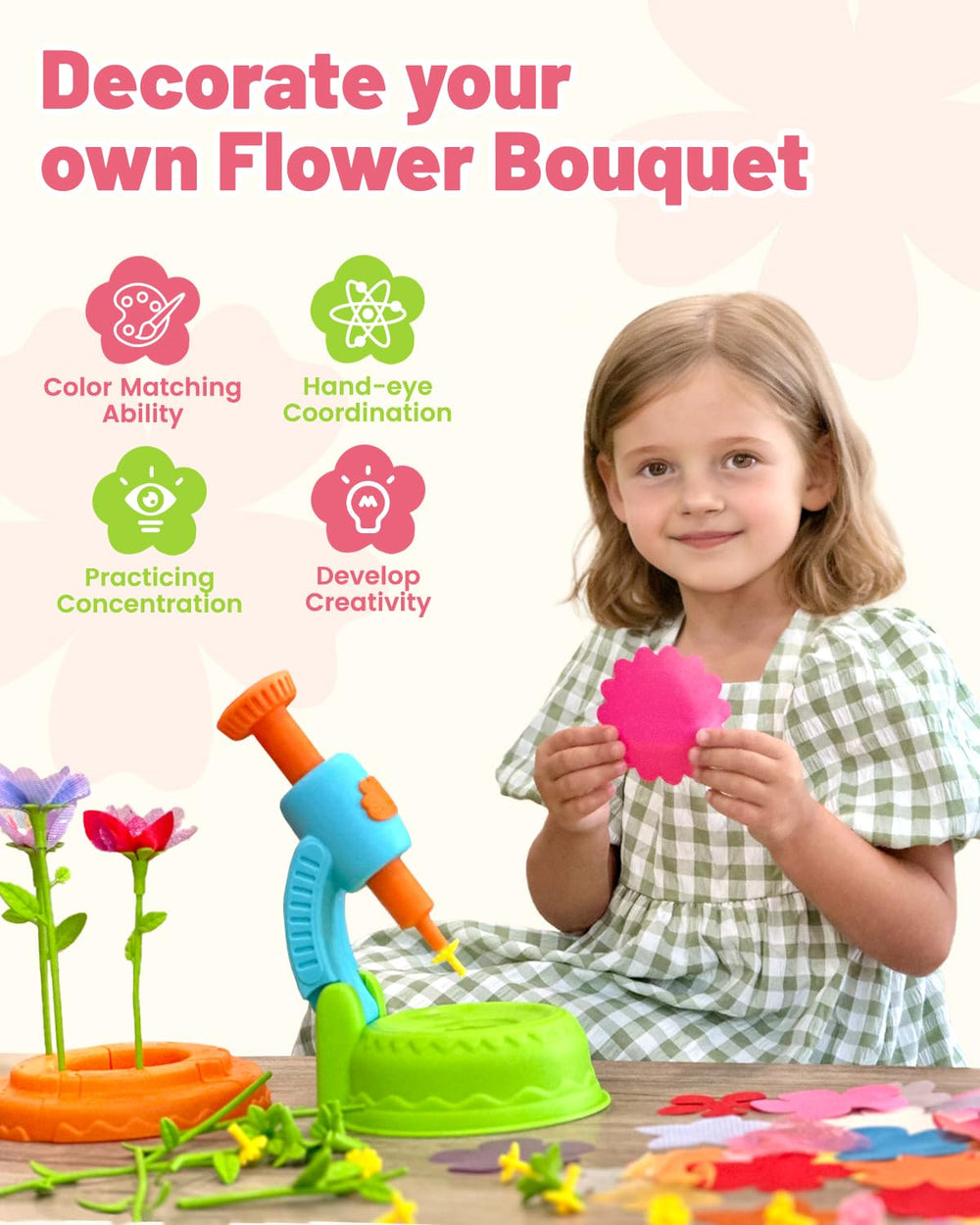 Glowsprout cardboard basket craft display for charming bouquet presentation.