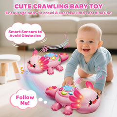 GMAOPHY Axolotl Toy tummy time setup supports neck and core engagement.