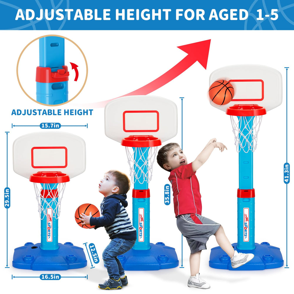 GMAOPHY toddler hoop shows adjustable height for growing kids' skills