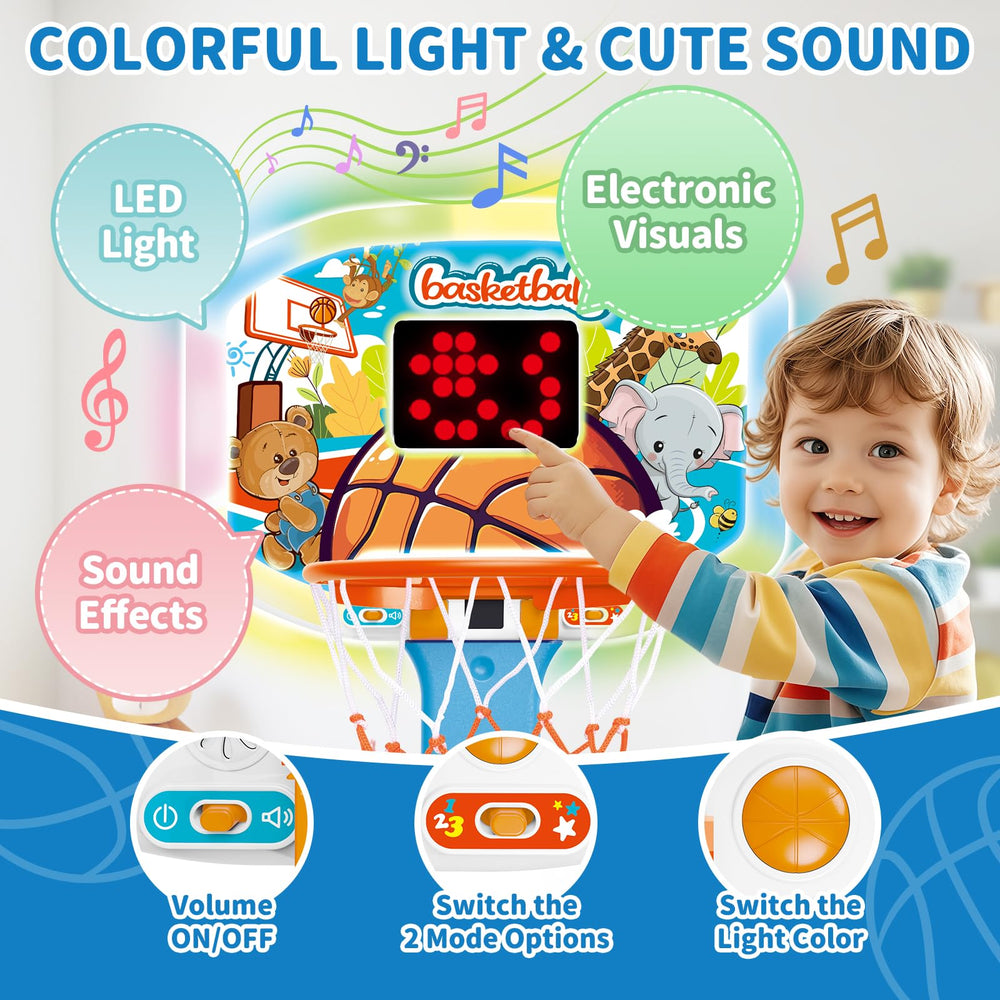GMAOPHY toddler hoop height adjustment showcases growing kid's skill and reach.