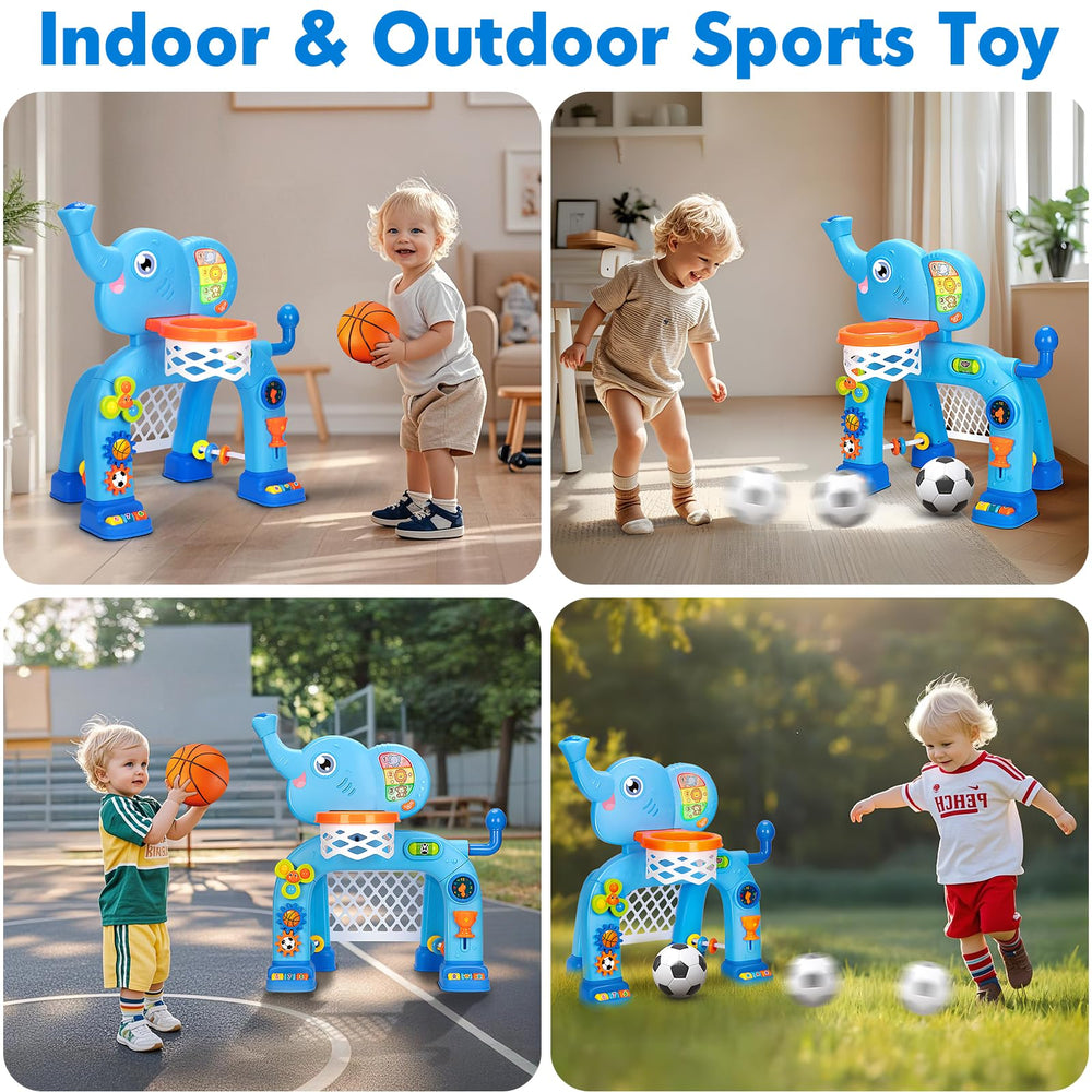GMAOPHY toddler soccer goal blue supports kicking and coordination during play.