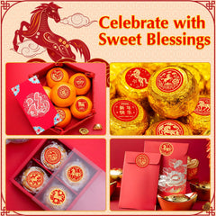 GMEMNOV golden coins and lanterns motif stickers ideal for red envelopes and party favors